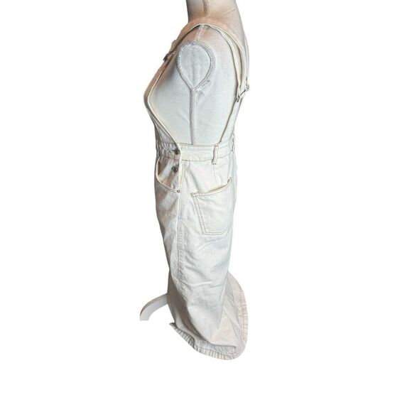 Zara Ecru Bib Overalls Dress Y2K Retro Boho Instagram Favorites Sz Small - Picture 8 of 10